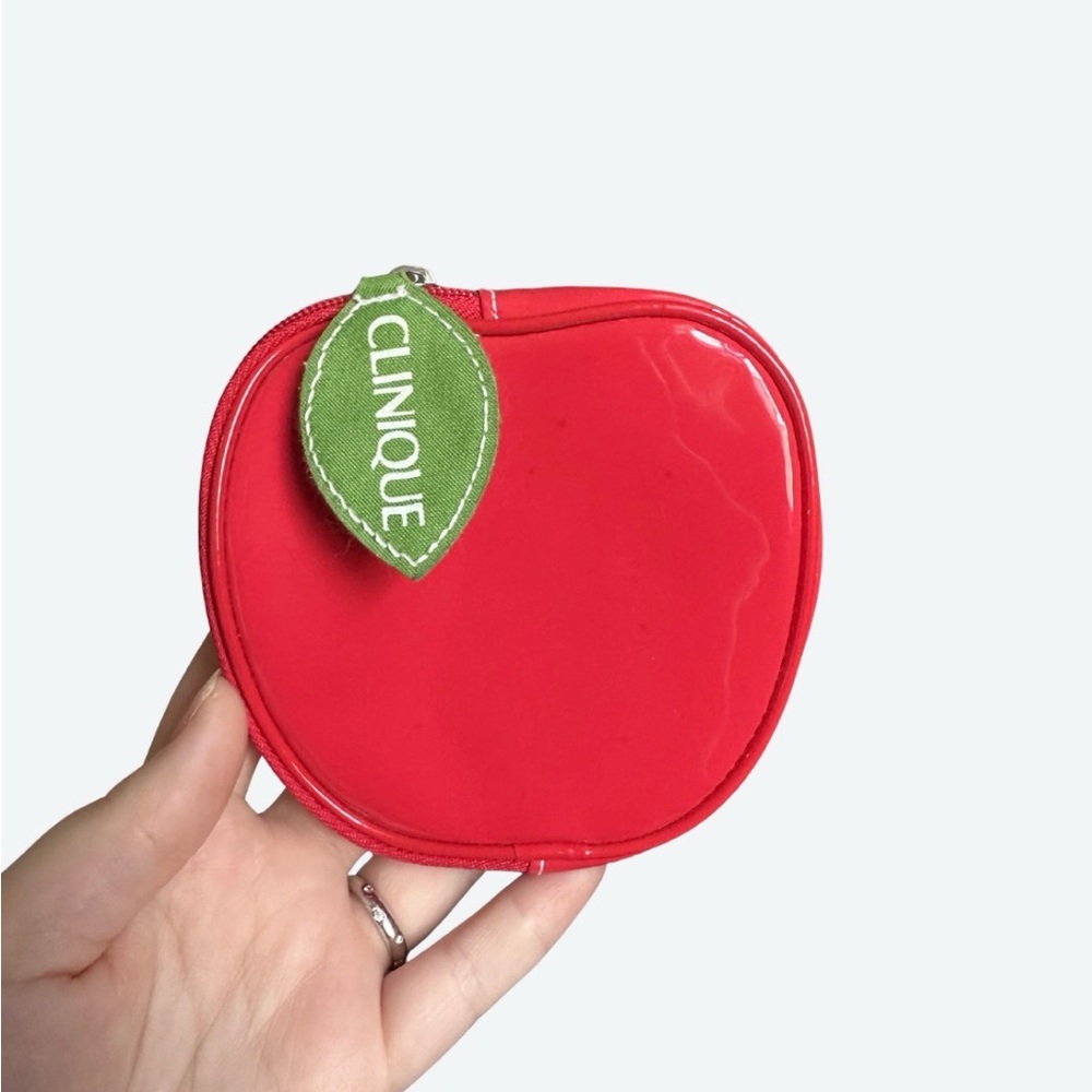 Clinique Red Apple-Shaped Vinyl Zip Pouch